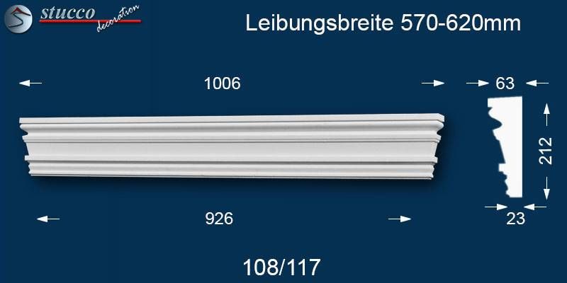 Beschichteter Fassadenstuck Tympanon gerade Dortmund 108/117 570-620