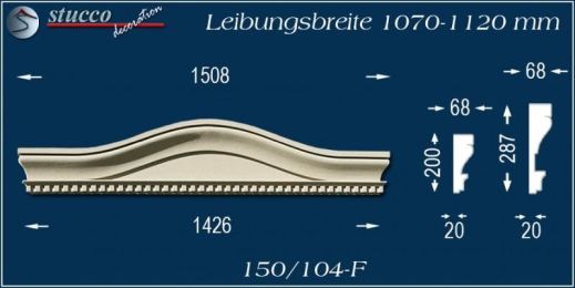 Beschichteter Fassadenstuck Bogengiebel Passau 150/104F 1070-1120
