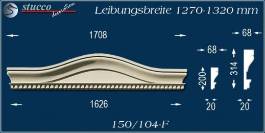 Beschichteter Fassadenstuck Bogengiebel Passau 150/104F 1270-1320