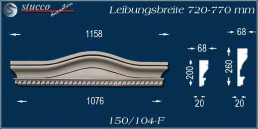 Beschichteter Fassadenstuck Bogengiebel Passau 150/104F 720-770
