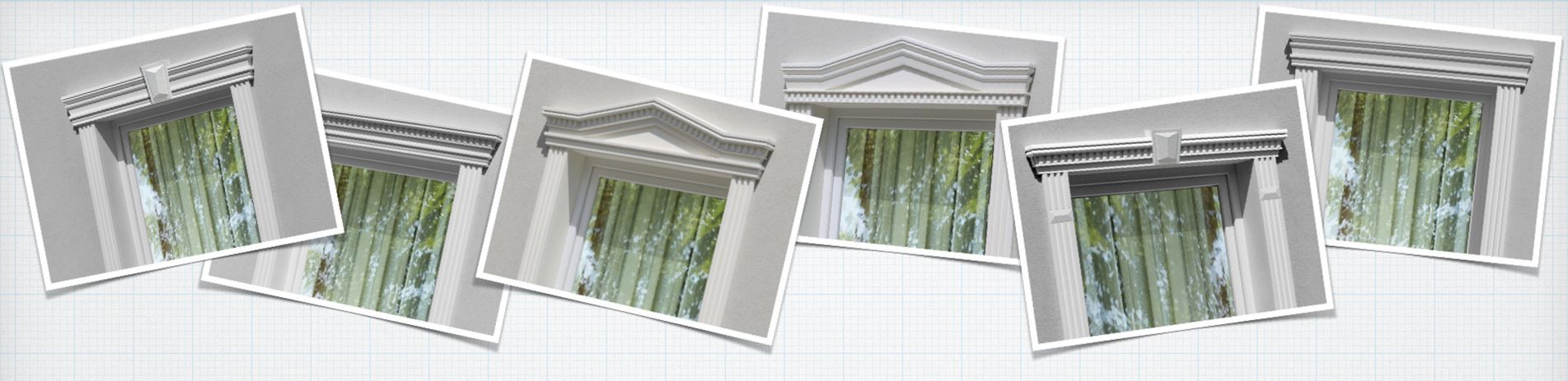 Fassadenstuck Komplettsystem: fertige Fassadenstuckelemente für die Fenstergiebel Fassadenstuck Komplettsystem: fertige Fassadenstuckelemente für die Fenstergiebel