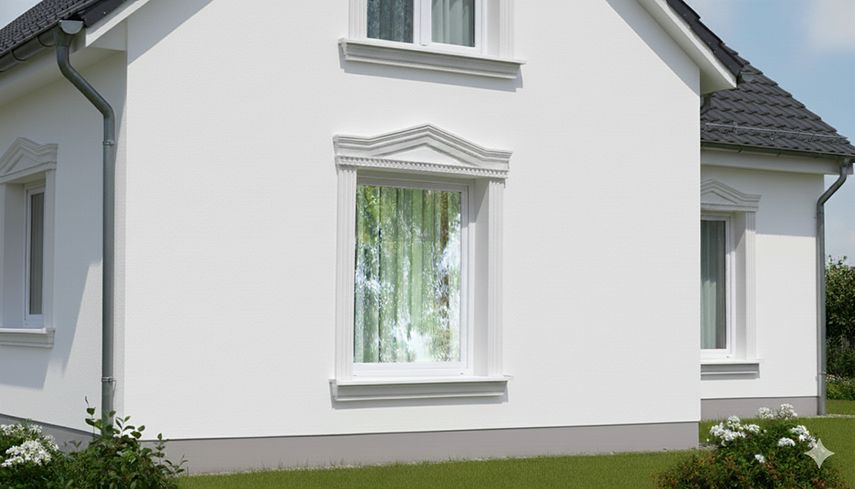Fenstersturz-Dekoration mit Stuckprofilen