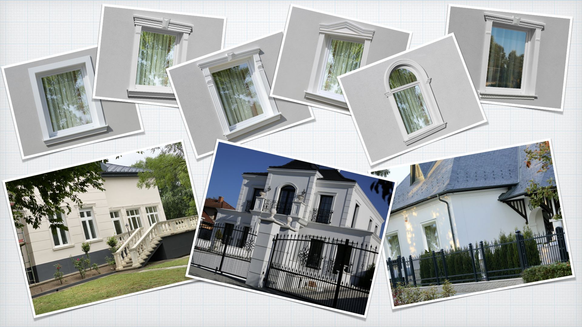 Stuck Fensterumrandung und Fensterstuck mit stoßfest beschichteten Styroporleisten