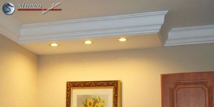 LED Deckenleuchte Stuck Düren 400+21 - L-Profil mit geradem Endstück und anschließender Zierleiste Düren 21