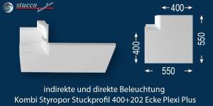 Äußeres Eckelement LED Profil 400+202 PLEXI PLUS