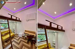 Doppelt genutzes Wohnraum mit Styroporleisten– Idee zur Raumgestaltung im kleinen Schlafzimmer