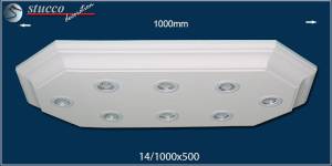 LED Deckenlampe Trier 14/1000x500-2 mit Stuck und LED Spotlampen