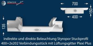 Verbindungsstück mit Lüftung zu Essen 400+2x202 PLEXI PLUS